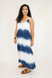 Bohème été grande taille Spaghetti longue robe Maxi 1 pièce cou sans manches décontracté léger doux tissu cravate teinture vêtements de plage - Product Image 3