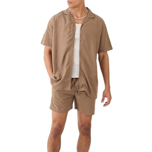 Conjunto de Pantalones Cortos de Verano para Hombre, Personalizados con Logotipo Impreso, a la Moda, de Color Sólido, Hasta la Rodilla, Hechos de Algodón, Venta al Por Mayor de Fábrica - Product Image 1
