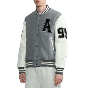 Varsity Letterman Blouson de baseball pour homme Cuir blanc en laine de première qualité avec tissu en toile Veste de baseball brodée pour collège - Product Image 1