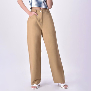 Pantalones vaqueros elásticos de pierna regular de cintura alta informales holgados de algodón para mujer, ropa de calle personalizada, pantalones holgados de pierna ancha informales de Hip Hop para mujer - Product Image 3