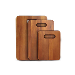Lot de 3 planches à découper en bois de cuisine moderne avec poignée pour hacher viande légumes fruits - Product Image 1