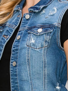 Chaleco vaquero recortado informal para mujer, estilo informal, ecológico, a prueba de viento y transpirable, logotipo personalizado y opciones de color - Product Image 5