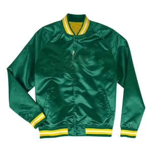 Venta al por mayor nuevo estilo de moda satén Varsity chaquetas Logotipo de color personalizado hombres Varsity chaqueta