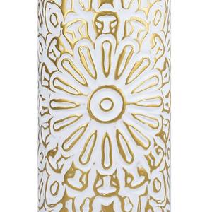 Stylish <b>Gold</b> Metal <b>Vase</b> with <b>White</b> Design Beautiful Centerpiece for Home Office <b>and</b> Special Occasions From India - Product Image 5