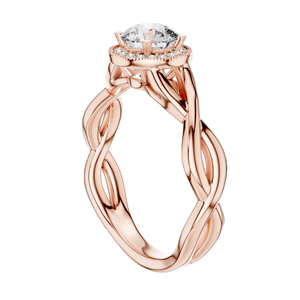 Bague de fiançailles pour femme avec halo de diamants de laboratoire ronds de 0,79 CT, VVS-VS EF CVD, or 18 carats, 14 carats, 10 carats et argent 925, rose - Product Image 5