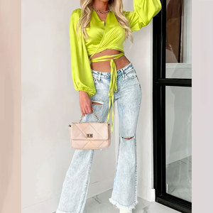 Women's High-Waisted Flare <b>Pants</b> Latest Style Breathable and Adjustable for Winter Customizable Logo Design - Product Image 5