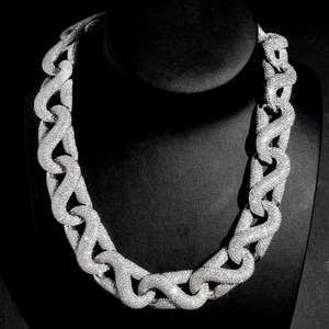 Cadena Cubana Infinita de Plata de Ley 925 Chapada en Oro con Incrustaciones de Diamantes de Imitación, Corte Brillante Redondo, Estilo Hip Hop, para Hombre - Product Image 4