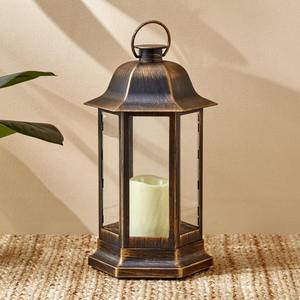 Lanterne à bougie noire élégante avec panneaux en verre, accent élégant, idéale pour les tables à manger, les étagères et les coins de la maison, en provenance d'Inde - Product Image 5