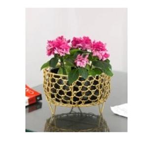 Jarrón de flores de hierro y metal con diseño de Luna recubierta de polvo dorado hecho a mano, venta al por mayor, precio bajo clásico, florero de forma redonda - Product Image 4