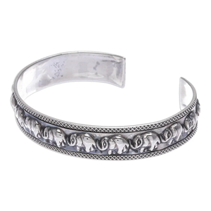925 Sterling Silver Elephant Motif Manchette Bracelet Boho Dainty Bijoux Idée Cadeau En Gros En Vrac Prix Bijoux De Mode - Product Image 3