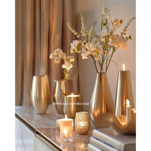 Vase de sol en métal doré au design moderne, fait à la main, en aluminium, pour décoration de maison de luxe, vase de table attrayant pour usage domestique - Product Image 3