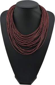 High Quality Seed Beads <b>Necklace</b> for Women Statement Multi Layer Chunky <b>Bib</b> Collar Cluster Gift - Product Image 3