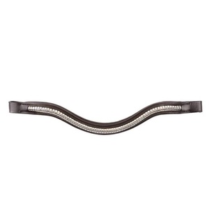 Cadena de Latón o Plata Hecha a Mano con Incrustaciones de Cuero Genuino Negro y Marrón para Banda Frontal de Caballo, Tamaño Cob Completo Extra Grande - Product Image 3