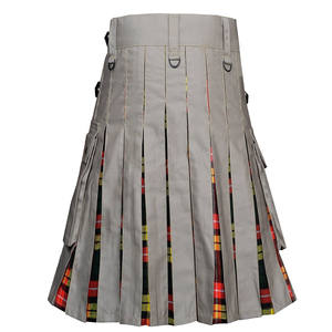 Kilt utilitaire hybride fait main en kaki avec tartan Buchanan, kilt sur mesure pour homme - Product Image 4