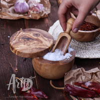 Cuillère à sucre artisanale en bois d'olivier tunisien brun, petite taille, écologique, de haute qualité, pour cuisine et restaurant, très vendue.