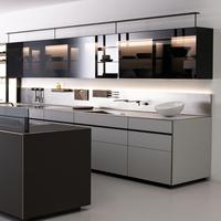Gabinetes de Cocina de Acero Inoxidable 304 Directo de Fábrica con Acabado de Laca PET y Puerta de Vidrio para Proyectos de Villas de Alta Gama
