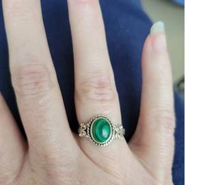 Bague en malachite verte en argent sterling 925 avec pierres précieuses naturelles faites à la main bijoux pour femmes - Product Image 4