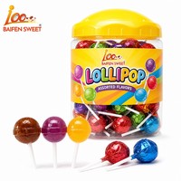 Sucettes rondes dures en gros, saveurs de fruits assorties, forme boule brillante, emballage en vrac en pot, approvisionnement direct usine