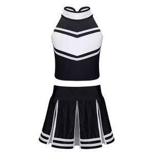 Conjunto de Dos Piezas para Animadora, Top sin Mangas con Cuello Redondo y Falda Plisada, Uniforme Deportivo con Bloques de Color, Primavera Verano - Product Image 5