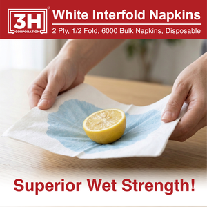 3H Interfold White Paper Napkins Disposable, 2-Ply 6000 Napkins Bulk (24 <b>Pack</b>, 250/<b>Pack</b>), 6.3"7.6" Unfolded, - Product Image 4