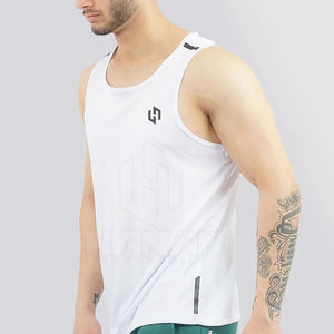 Camiseta sin mangas de verano blanca sólida sin mangas 100% algodón correr gimnasio camiseta sin mangas para hombres entrenamiento de alta calidad deportes gimnasio camisetas sin mangas - Product Image 5