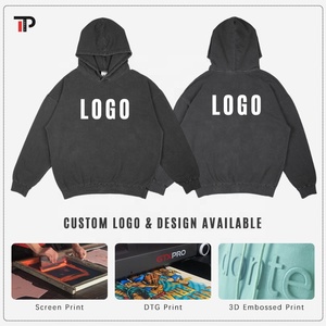 Personalizado de gran tamaño de algodón pesado de lana cremallera Vintage ácido lavado Hoddie de alta calidad de doble capa ácido lavado sudaderas con capucha hombres - Product Image 4