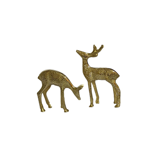 Decoración rústica para cabaña, par ecológico, estatuas de renos Art Deco, figuritas de animales del bosque de latón para decoración de cabina de Navidad - Product Image 1