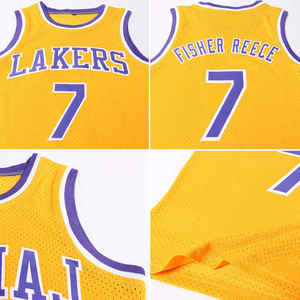 ODM Diseño personalizado Su nombre y número Camiseta en blanco Tallas grandes Reversible Sublimation College Yellow Basketball Jersey - Product Image 3