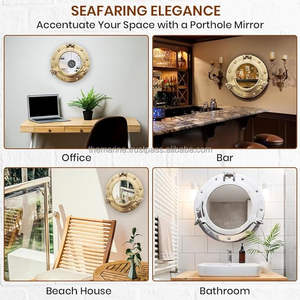 Miroir mural en laiton de luxe de haute qualité de 12 pouces décor nautique hublot rond en laiton poli verre pour la décoration murale de la maison - Product Image 5