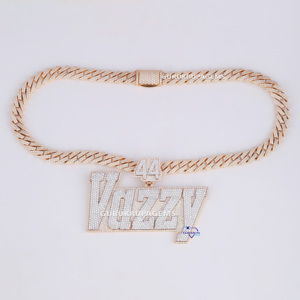 Conjunto de joyería personalizada para hombre VVS Moissanite diamante 925 colgante de plata esterlina letra helada Hip Hop cadena cubana bodas fiestas - Product Image 6