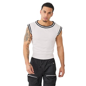 Haute qualité hommes Slim Fit débardeur nouveau col côtelé et bras Design mode tenue décontracté en gros - Product Image 1