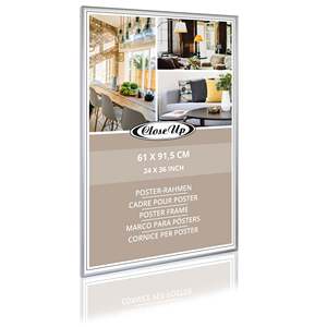 Modern <b>A2</b>/A4 Size Aluminum Silver Matt <b>Poster</b> <b>Frame</b> Square Metal Photo Display with Wood Accent 61 X 91.5 cm - Product Image 5