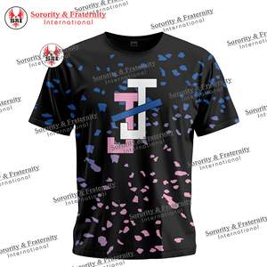 T-shirt en chenille Jack and Jill Shield rose avec broderie de blason, vêtements de sororité, coton, vie grecque universitaire, respirant pour femmes, été - Product Image 4