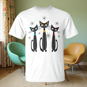Maglietta Cat Vintage Retro Mid Century Long Neck Cats in stile anni '50 e '60 - Product Image 3