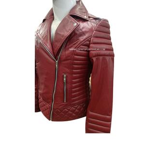 Chaqueta de cuero de Invierno para mujer de motorista Esprit en cuello de solapa de piel de oveja real forro de viscosa transpirable cierre de cremallera diseño OEM - Product Image 2