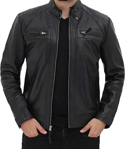 Chaqueta de Invierno para Hombre, de Cuero Genuino, Estilo Vintage, Resistente al Viento, Transpirable, con Tela Vaquera, Color y Diseño Personalizables, Precio Económico - Product Image 1