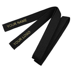 Ceinture de karaté brodée personnalisée Arts martiaux Taekwondo Judo Ceinture de grade Couleur noire Tissu en mélange de polyester et de coton - Product Image 1