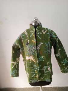 Chaquetas Kantha con estampado de bloque de mano de algodón indio, chaquetas de invierno de algodón puro para mujer, chaquetas acolchadas - Product Image 3