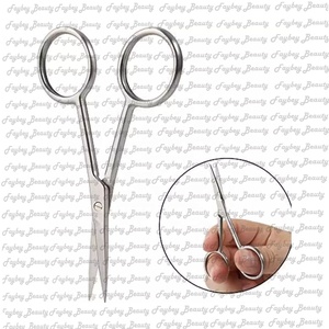Custom Logo 3.5\" Classic Silver Polished Ceramic Handle Beauty Nail Cuticle Scissors with Sharp Arrow Point Blade Private Label - Product Image 1