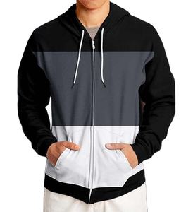 Sweat à capuche imprimé rayé de haute qualité pour hommes avec fermeture éclair décontractée et poche kangourou pour l'automne hiver mode fermeture éclair complète us - Product Image 1