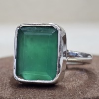 Bague fine en argent sterling 925 Excellente qualité Designer fait à la main Unique Classique Dernière pierre précieuse Onyx vert naturel à la mode