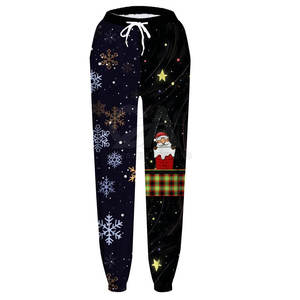 Pantalon de Noël pour femmes en coton coupe-vent, logo personnalisé, taille plus, style unique, pantalon de Noël pour femmes, Nouvel An - Product Image 3
