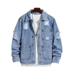 American Retro Wash Ripped Denim Jacket Hombres Primavera Otoño Marca de moda Loose Cargo Fall Jeans Jacket Hombres - Product Image 1