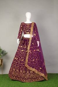 Atractivo especial ocasional Garba noche tafetán seda bordado y secuencia de trabajo Lehenga Choli - Product Image 4