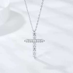 Wholesale Custom Diamond Cross <b>Necklace</b> 925 Sterling <b>Silver</b> Rhodium Plated Hiphop Style Brilliant Cut 3g <b>Pendant</b> Jewelry for <b>Men</b> - Product Image 1