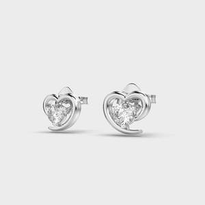IGI Certified Lab Grown Diamond Heart Shape Stud <b>Earrings</b> Solid 925 Sterling Silver Minimal Love Solitaire <b>Earrings</b> - Product Image 2