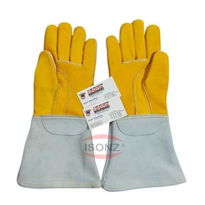 Gants de soudage ISONZ Leather Zone en cuir de vache, anti-chaleur, anti-coupure, TIG/Argon, EN388, 1,2 mm d'épaisseur, sans silicone, sans poudre, longs - Product Image 1