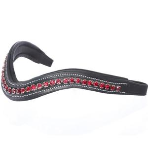 Fantaisie Rouge cristaux diamante bling incrusté vide canal rembourré cuir cheval sourcil bande avec rembourrage et coutures blanches durables - Product Image 2