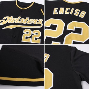 Maillot de baseball personnalisé noir vieil or-blanc authentique - Product Image 6