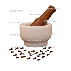 Mortero y Maja de mármol de diseño único, forma redonda, tamaño personalizado, Maja de ajo, de fabricación en artes caseras - Product Image 2